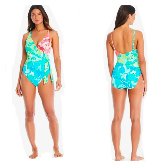 Bleu Rod Beattie Summer Escapes Surplice One Piece Swimsuit - Picture 1 of 8